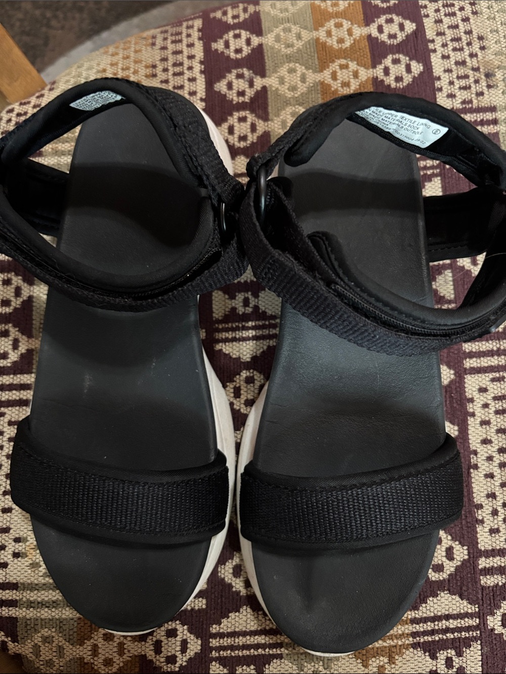 all in motion Black Sport Sandals with White Soles Platform Size 6 - Picture 3 of 7